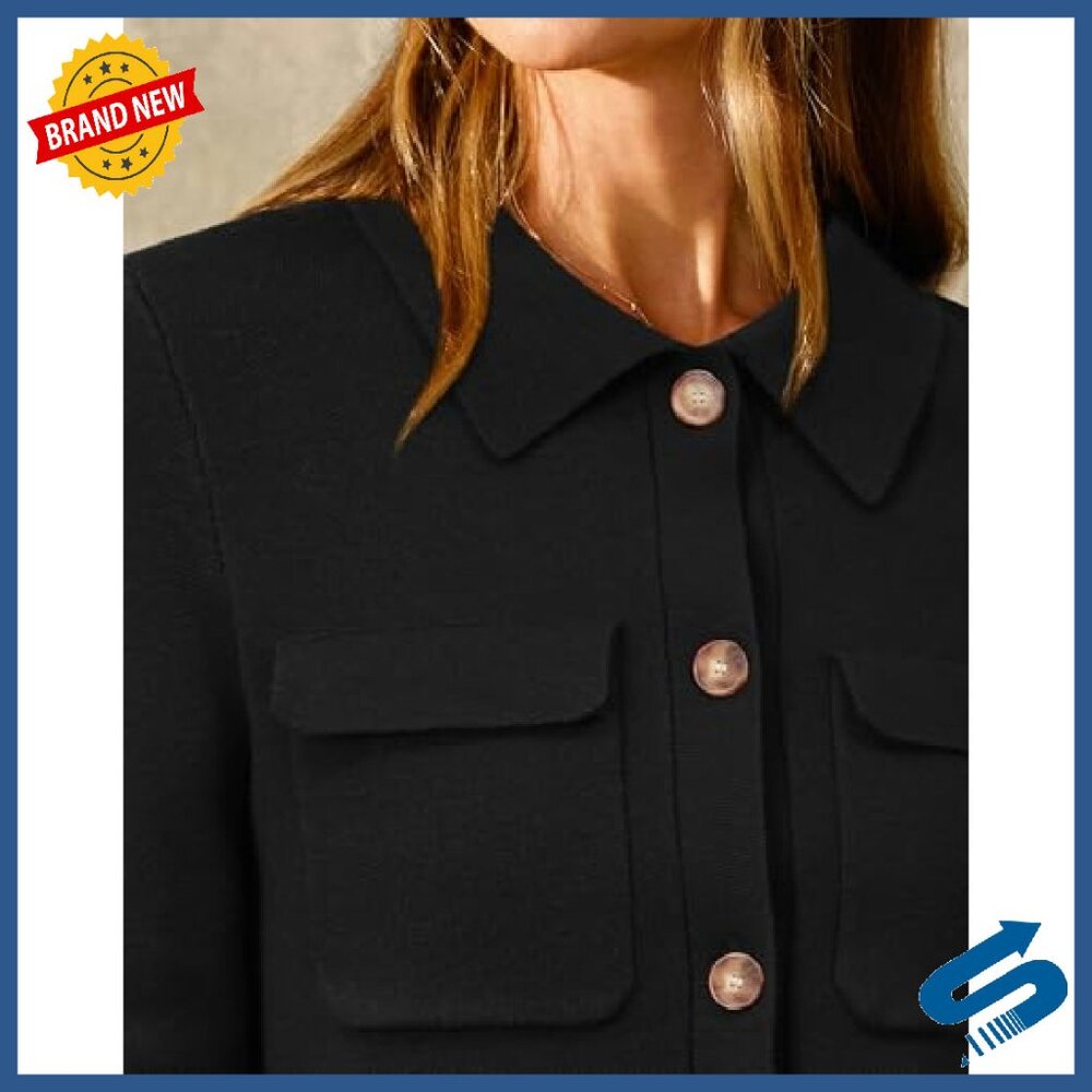 Wool Blend Cropped Shacket Jacket Button Down Cas… - image 7